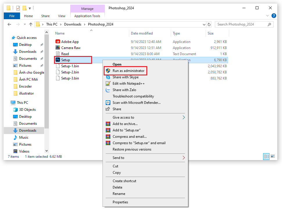 Hướng dẫn cài đặt Photoshop 2024