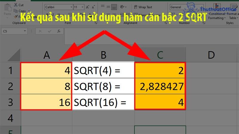 Hướng dẫn cách dùng hàm căn bậc 2 trong Excel đơn giản, nhanh chóng 2 Dùng hàm SQRT tính căn bậc 2 trong Excel