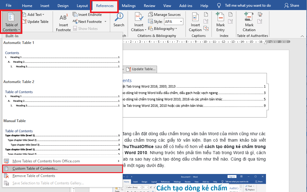 Cách tạo mục lục trong Word 2010 tự động chỉ với vài thao tác đơn giản 9 tao muc luc trong Word 2010 06