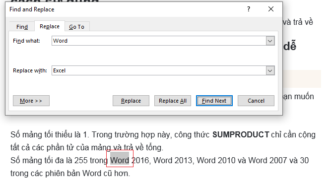 Tìm và thay thế từ trong Word trên máy tính Mac và Windows đơn giản 5 thay the tu trong Word 03