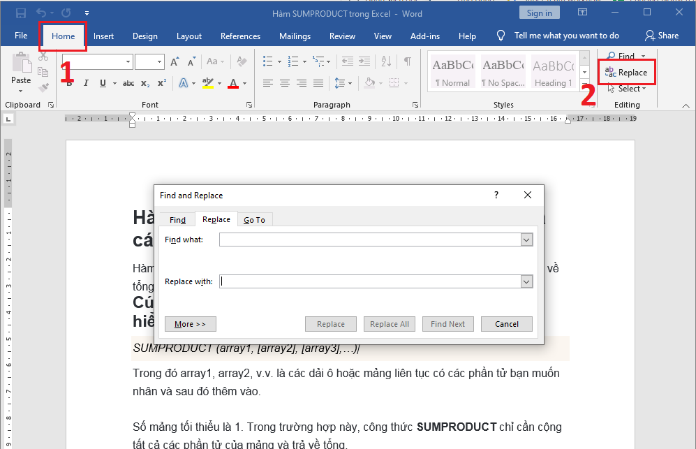 Tìm và thay thế từ trong Word trên máy tính Mac và Windows đơn giản 4 thay the tu trong Word 04