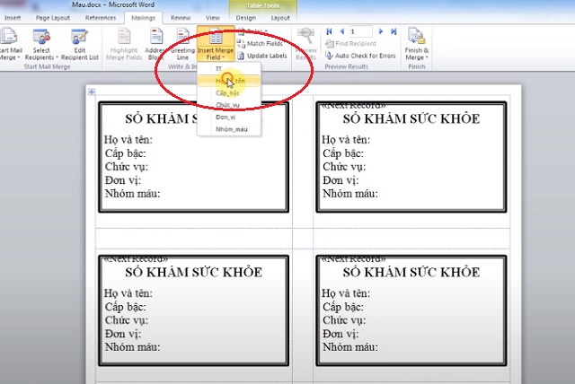Tiết kiệm thời gian với cách trộn thư trong Word 2010 20 Tiết kiệm thời gian với cách trộn thư trong Word 2010 19