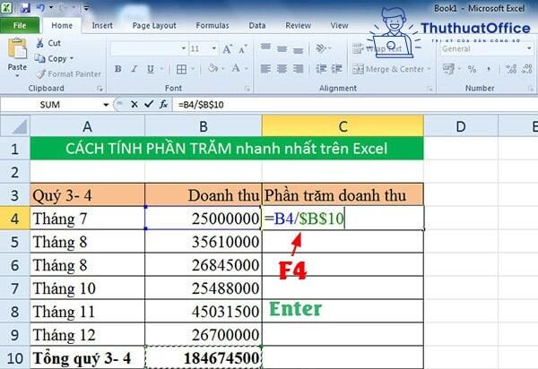 Cách tính phần trăm trong Excel chi tiết, đầy đủ mà bạn cần biết 4 Áp dụng công thức tính phần trăm trong Excel