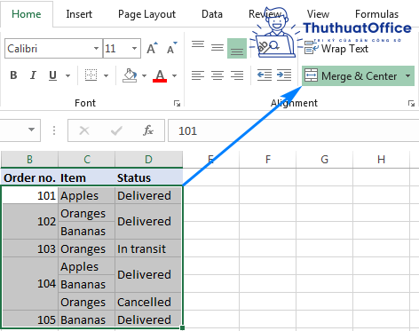 Tổng hợp 1001 thủ thuật gộp ô trong Excel mà ai cũng nên biết 23 Gộp ô trong Excel