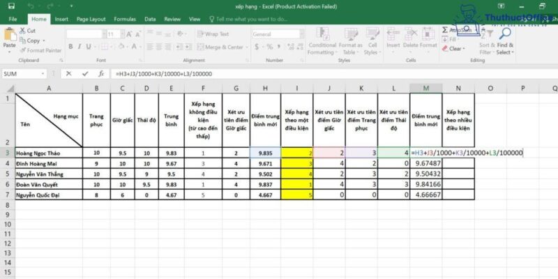 Hàm xếp hạng trong Excel và những công thức xếp hạng có điều kiện 19 xếp hạng trong Excel