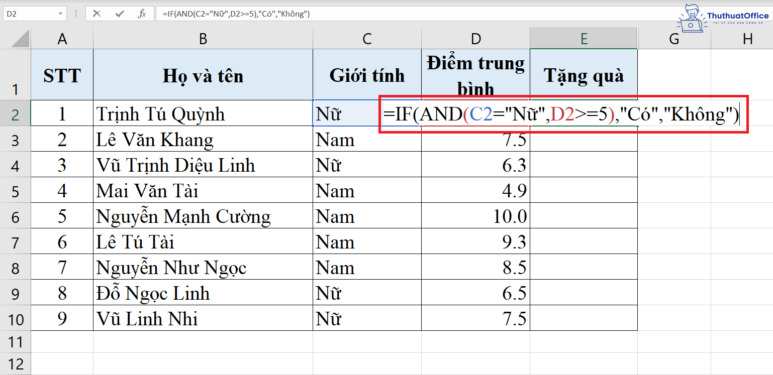 Cách sử dụng cụ thể của hàm IF trong Excel 8 hàm IF trong Excel