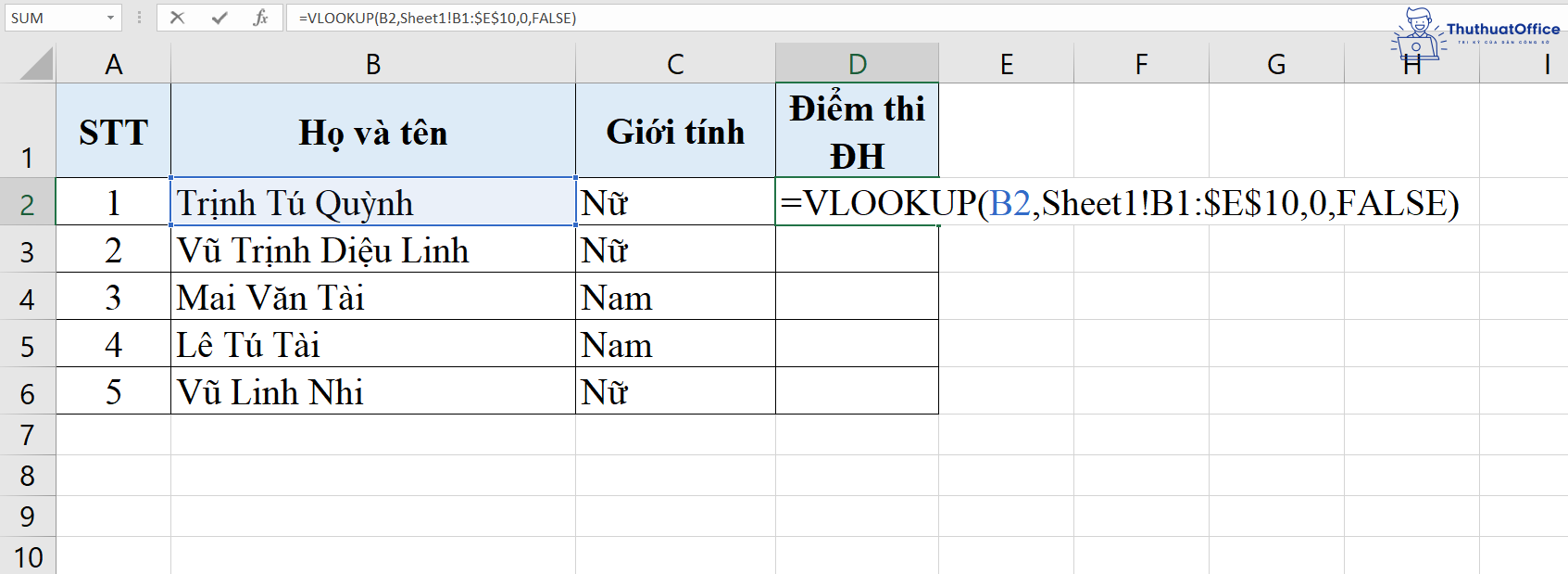 Cách sử dụng hàm VLOOKUP trong Excel cực đơn giản 7 hàm VLOOKUP trong Excel