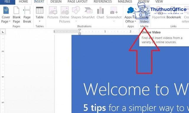 Cách chèn video vào Word mọi phiên bản 3 Chọn Online Video để chèn