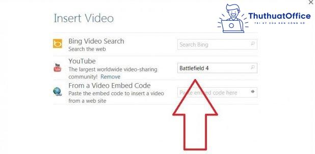 Cách chèn video vào Word mọi phiên bản 4 Nhập từ khóa để tìm video