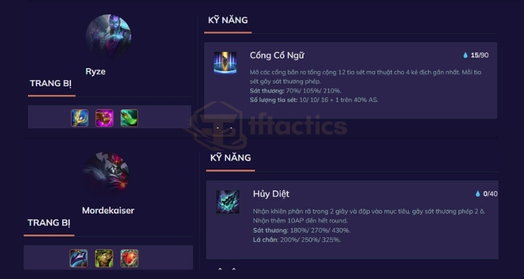 Gợi ý trang bị bằng TFTactics.oi