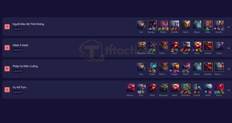 thông tin trang bị trên TFTatic.oi