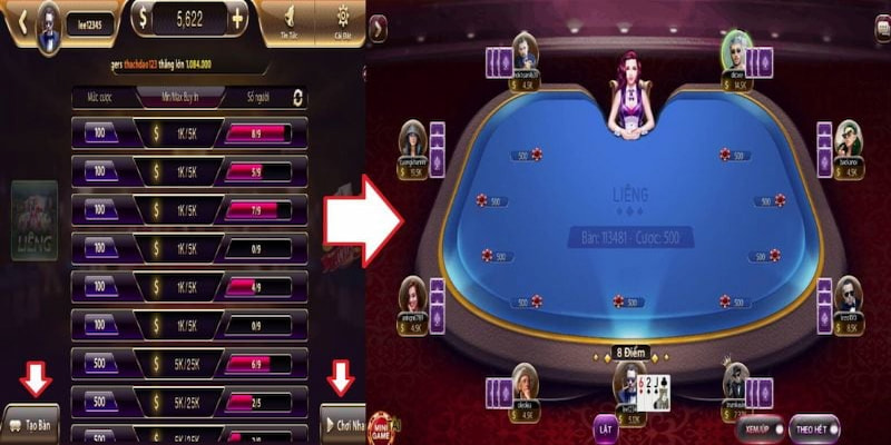 Cấu trúc bàn chơi Liêng