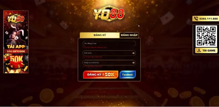 Điền thông tin đăng ký tài khoản tại cổng game Yo88